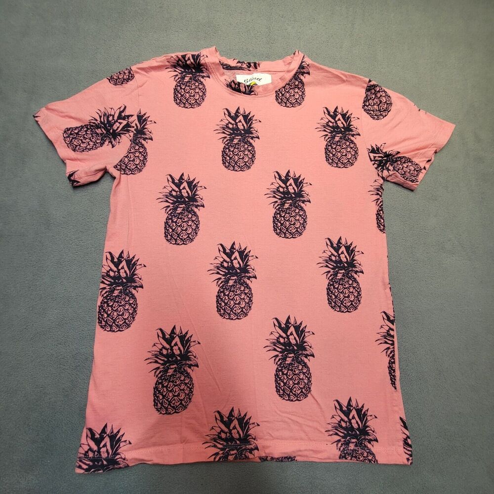 Blind Rooster Shirt Womens M Pink Pineapple Short Sleeve All Over Print‎